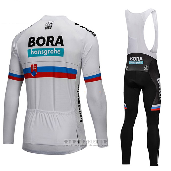 2018 Fahrradbekleidung Bora Champion Slowakische Republik Wei Trikot Langarm und Tragerhose